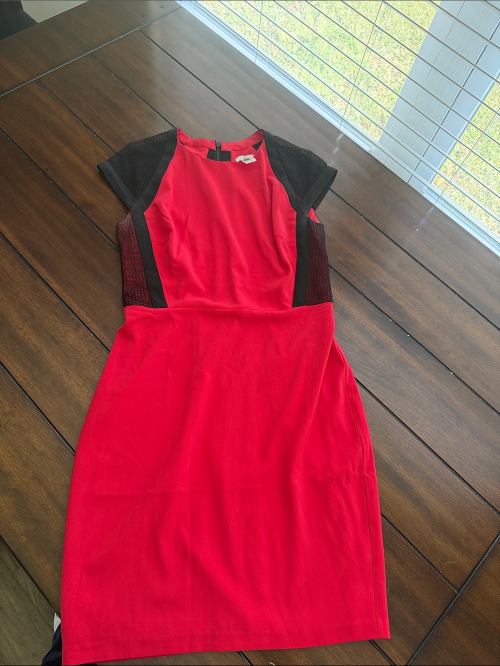 Cache Red Sheath Dress with Black Accents